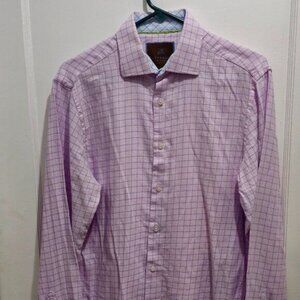 Tattersall London Long Sleeve Dress Button Shirt - 15.5  34/35 Pink with Purple